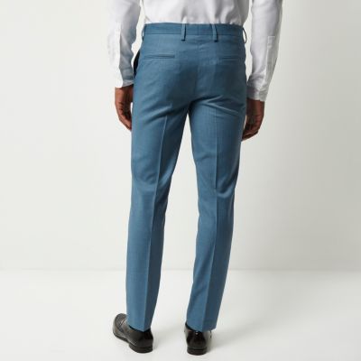 Light blue slim fit suit trousers